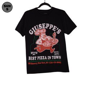Demin & Flower: Giuseppe's Pizza USED Shirt (S, Black, New York)